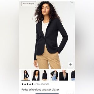 J Crew petite XS petite school boy sweater blazer black